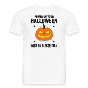 Elektriker Halloween Power Up Gruseliger Kürbis - Männer T-Shirt - Weiß - Vorne - AI Model Male 178 dark (178cm)