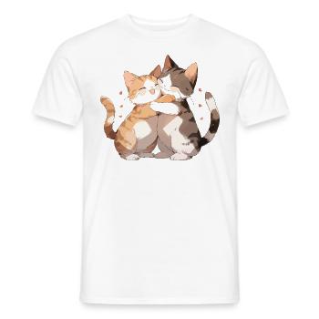 Chats, Amour, Câlin, Câlin, Coeur, Mignon, Mignon - T-shirt homme - blanc - Devant - AI Model Male 178 dark (178cm)