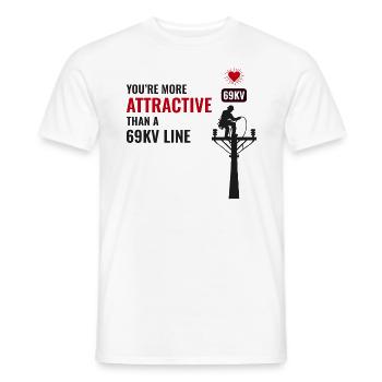 Lineman Valentine 69kV Line Attraction Humor Love - Men's T-Shirt - white - Front - AI Model Male 178 dark (178cm)