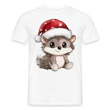 hérisson Noël mignon Noël mignon Noël - T-shirt homme - blanc - Devant - AI Model Male 178 dark (178cm)