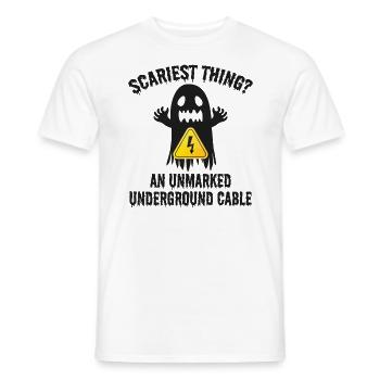 Homme de ligne Halloween Électricien effrayant Humour drôle - T-shirt homme - blanc - Devant - AI Model Male 178 dark (178cm)