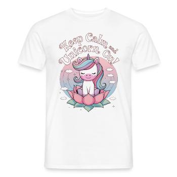 Gardez votre calme et votre licorne ! - T-shirt homme - blanc - Devant - AI Model Male 178 dark (178cm)