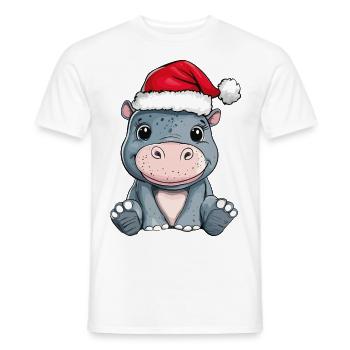 Nilpferd Weihnachten Süß Niedlich Weihnachtlich - Männer T-Shirt - Weiß - Vorne - AI Model Male 178 dark (178cm)