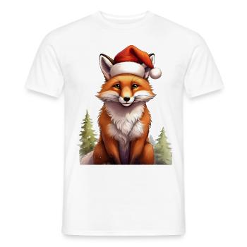 Niedlicher Fuchs mit einer Nikolausmütze im Wald - Männer T-Shirt - Weiß - Vorne - AI Model Male 178 dark (178cm)
