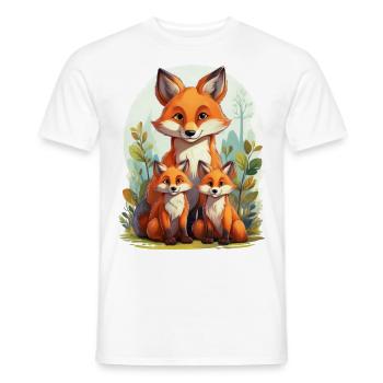 Fox mom with her cubs in the forest - Men's T-Shirt - white - Front - AI Model Male 178 dark (178cm)
