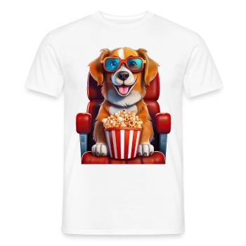 Ein Hund im Kino mit Popcorn - Männer T-Shirt - Weiß - Vorne - AI Model Male 178 dark (178cm)