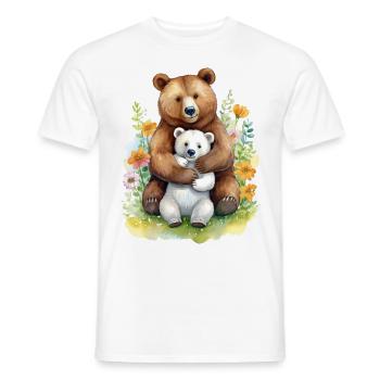 Cute bears in the garden - Men's T-Shirt - white - Front - AI Model Male 178 dark (178cm)