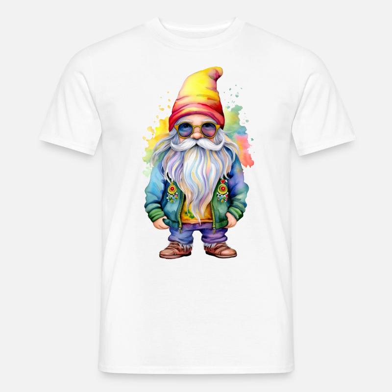 Hippie Gnom - Männer T-Shirt - Weiß