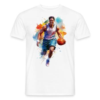 Joueur de basket-ball Aquarelle - T-shirt homme - blanc - Devant - AI Model Male 178 dark (178cm)
