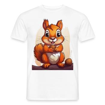 Écureuil heureux avec une noix - T-shirt homme - blanc - Devant - AI Model Male 178 dark (178cm)