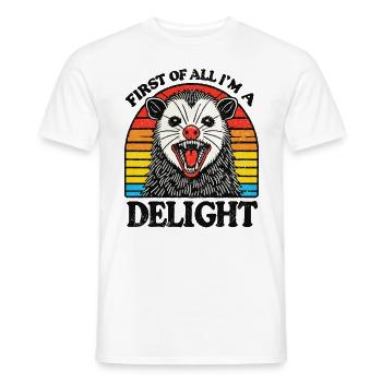 First of All Im a Delight Sarcastic Angry Opossum - Men's T-Shirt - white - Front - AI Model Male 178 dark (178cm)