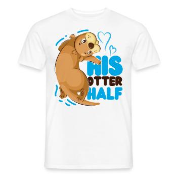 Couple Loutre Jeu de mots Saint-Valentin - T-shirt homme - blanc - Devant - AI Model Male 178 dark (178cm)
