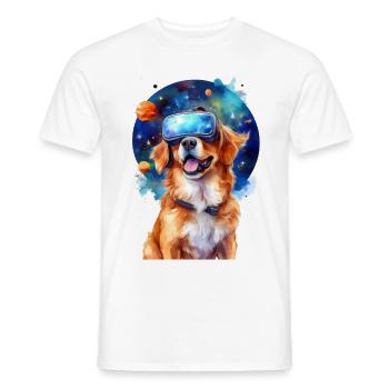 Ein Hund mit VR Brille - Männer T-Shirt - Weiß - Vorne - AI Model Male 178 dark (178cm)