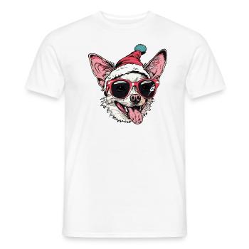 Chihuahua Chien Noël Drôle - T-shirt homme - blanc - Devant - AI Model Male 178 dark (178cm)