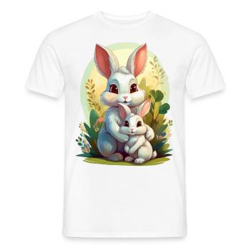 Mama Hase umarmt ihr Kind - Männer T-Shirt - Weiß - Vorne - AI Model Male 178 dark (178cm)