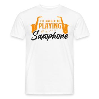 Saxophones que je préfère jouer - T-shirt homme - blanc - Devant - AI Model Male 178 dark (178cm)