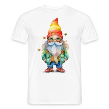 Hippie Gnome or Dwarf - Men's T-Shirt - white - Front - AI Model Male 178 dark (178cm)