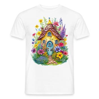 Winziges Haus mit Garten wie aus dem Märchen - Männer T-Shirt - Weiß - Vorne - AI Model Male 178 dark (178cm)