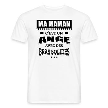 MA MAMAN C'EST UN ANGE AVEC DES BRAS SOLIDES - T-shirt homme - blanc - Devant - AI Model Male 178 dark (178cm)