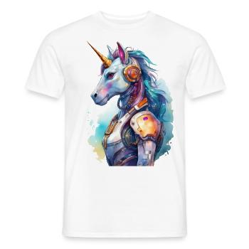 Futuristische Einhorn Frau - Männer T-Shirt - Weiß - Vorne - AI Model Male 178 dark (178cm)