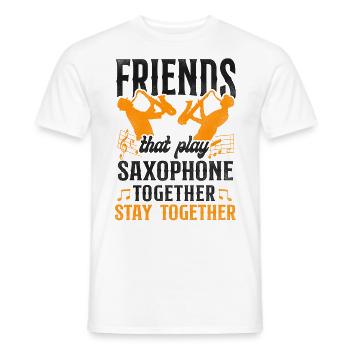 Saxophone Friends Besties Buddies - Men's T-Shirt - white - Front - AI Model Male 178 dark (178cm)