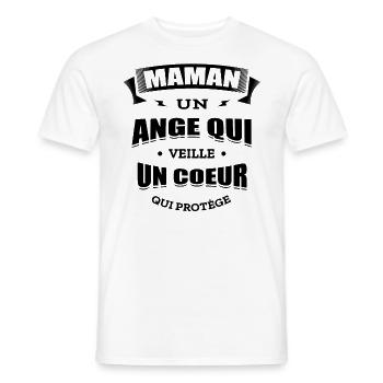 MAMAN UN ANGE QUI VEILLE UN CŒUR QUI PROTÈGE - T-shirt homme - blanc - Devant - AI Model Male 178 dark (178cm)