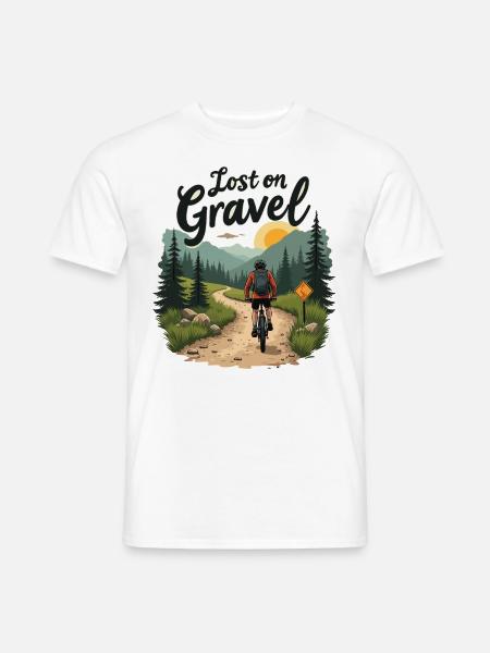 Lost on Gravel Gravelbike Gravelbikes Gravel - Männer T-Shirt - Weiß
