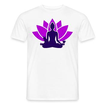 Practicing yoga with my cat and coffee - Men's T-Shirt - white - Front - AI Model Male 178 dark (178cm)