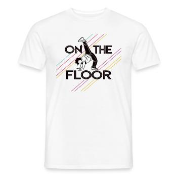 Sur le sol - Conception Breakdance Cool - T-shirt homme - blanc - Devant - AI Model Male 178 dark (178cm)