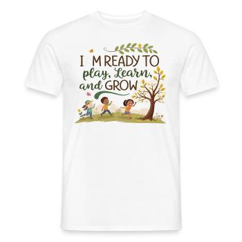 Spielend Lernen und Wachsen – Kindermotiv Design - Männer T-Shirt - Weiß - Vorne - AI Model Male 178 dark (178cm)
