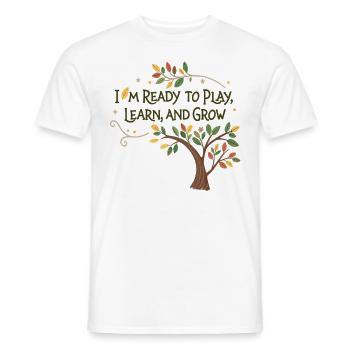 Spielend Lernen und Wachsen – Kindermotiv Design - Männer T-Shirt - Weiß - Vorne - AI Model Male 178 dark (178cm)