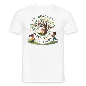 Spielend Lernen und Wachsen – Kindermotiv Design - Männer T-Shirt - Weiß - Vorne - AI Model Male 178 dark (178cm)
