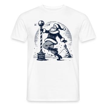 Funny Santa Claus Pole Dance Fun - Men's T-Shirt - white - Front - AI Model Male 178 dark (178cm)