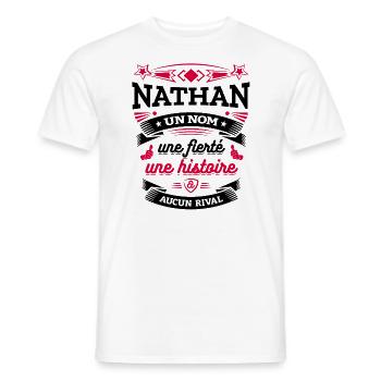 NATHAN UN NOM UNE FIERTÉ AUCUN RIVAL - T-shirt homme - blanc - Devant - AI Model Male 178 dark (178cm)
