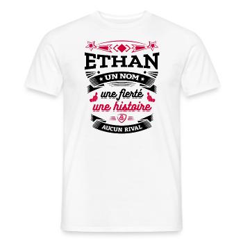 ETHAN UN NOM UNE FIERTÉ AUCUN RIVAL - T-shirt homme - blanc - Devant - AI Model Male 178 dark (178cm)