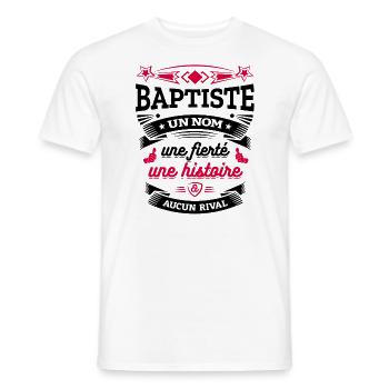 BAPTISTE UN NOM UNE FIERTÉ AUCUN RIVAL - T-shirt homme - blanc - Devant - AI Model Male 178 dark (178cm)