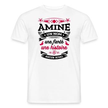 AMINE UN NOM UNE FIERTÉ AUCUN RIVAL - T-shirt homme - blanc - Devant - AI Model Male 178 dark (178cm)