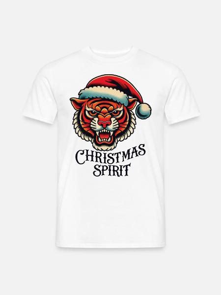 Weihnachtsgeist Tiger Tattoo Aesthetic - Männer T-Shirt - Weiß