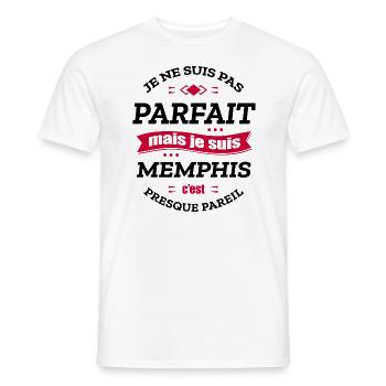MEMPHIS PARFAIT - PRENOM MEMPHIS - T-shirt homme - blanc - Devant - AI Model Male 178 dark (178cm)