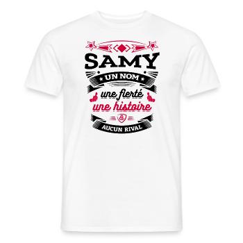 SAMY UN NOM UNE FIERTÉ AUCUN RIVAL - T-shirt homme - blanc - Devant - AI Model Male 178 dark (178cm)