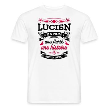 LUCIEN UN NOM UNE FIERTÉ AUCUN RIVAL - T-shirt homme - blanc - Devant - AI Model Male 178 dark (178cm)