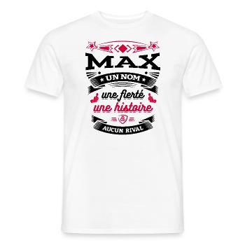MAX UN NOM UNE FIERTÉ AUCUN RIVAL - T-shirt homme - blanc - Devant - AI Model Male 178 dark (178cm)