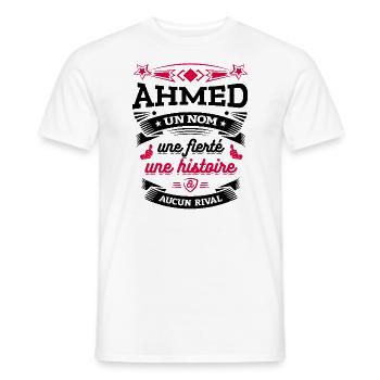 AHMED UN NOM UNE FIERTÉ AUCUN RIVAL - T-shirt homme - blanc - Devant - AI Model Male 178 dark (178cm)