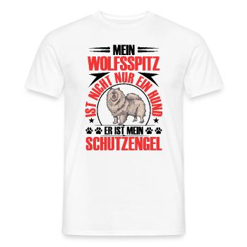 Wolfspitz is my guardian angel Keeshond - Men's T-Shirt - white - Front - AI Model Male 178 dark (178cm)