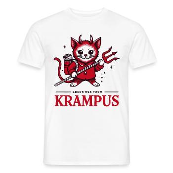 Gruß vom Krampus Katze lustiges Weihnachtsdesign - Männer T-Shirt - Weiß - Vorne - AI Model Male 178 dark (178cm)