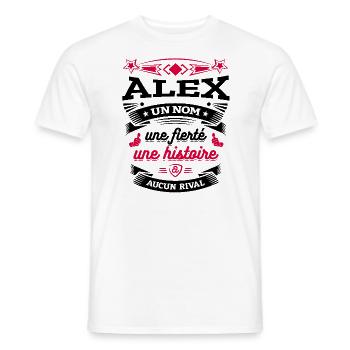 ALEX UN NOM UNE FIERTÉ AUCUN RIVAL - T-shirt homme - blanc - Devant - AI Model Male 178 dark (178cm)