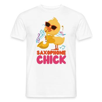 Saxophones Girl Chicken Saxophones - Men's T-Shirt - white - Front - AI Model Male 178 dark (178cm)