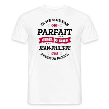 JEAN-PHILIPPE PARFAIT - PRENOM JEAN-PHILIPPE - T-shirt homme - blanc - Devant - AI Model Male 178 dark (178cm)