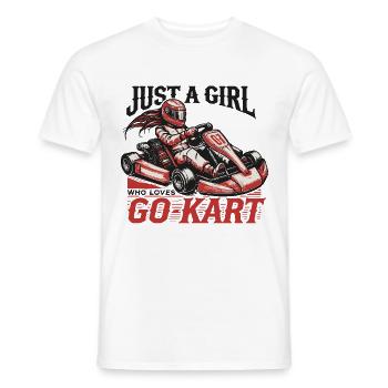 Une fille qui aime le kart style rétro - T-shirt homme - blanc - Devant - AI Model Male 178 dark (178cm)