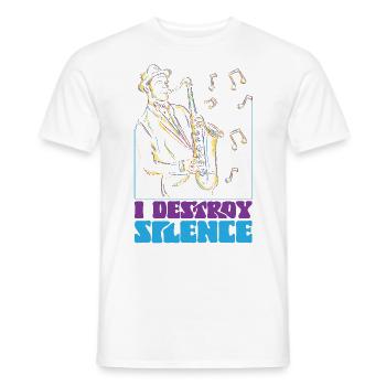 Saxophones I Destroy Silence - Men's T-Shirt - white - Front - AI Model Male 178 dark (178cm)